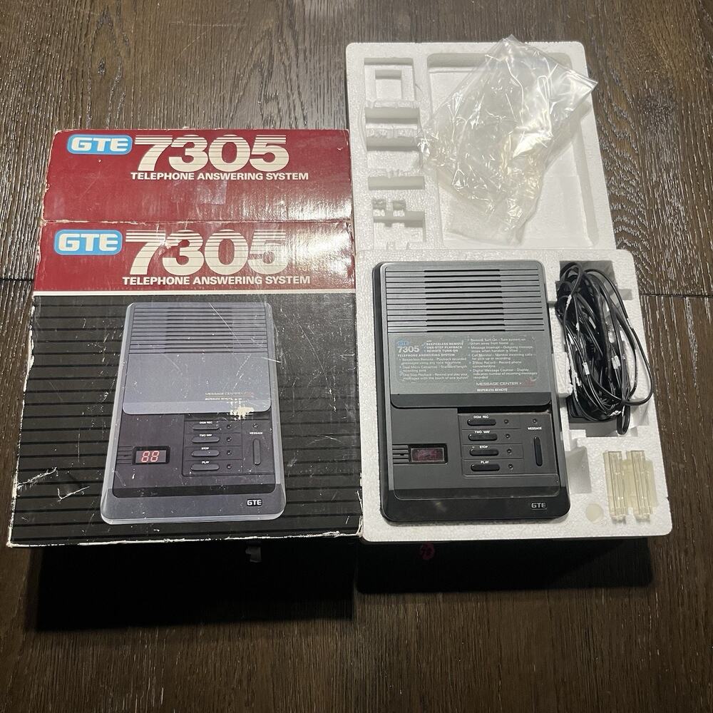 GTE 7305 Telephone Answering System Machine with Micro Dual Cassettes Vintage